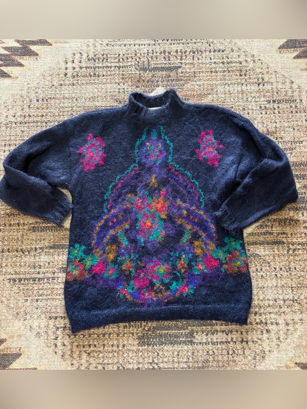 Studio by Michelle Stuart Vintage mohair blend colorful sweater size medium